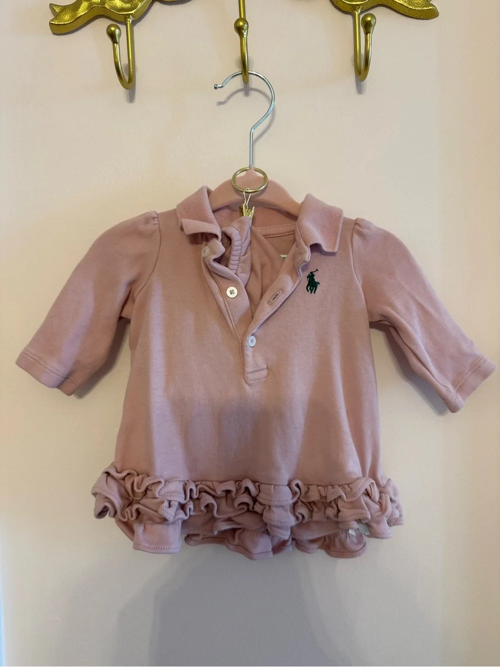 Ralph Lauren Dusty Pink Ruffle Polo Dress Baby